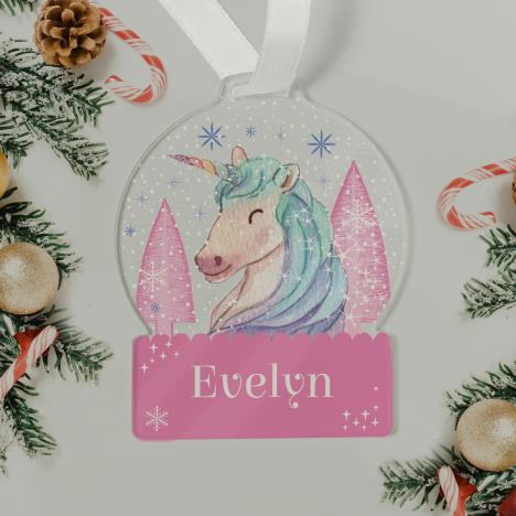 Personalised Unicorn Acrylic Snowglobe Decoration Extra Image 1